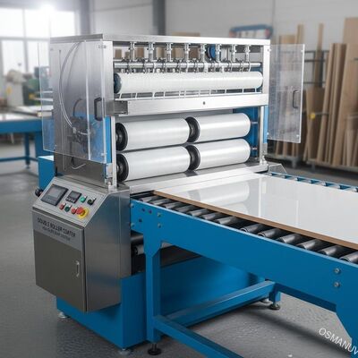 Doppelwalzen-Beschichtungsmaschine für die Oberflächenveredelung von Möbelplatten, Hochglanzlack-Auftragssystem