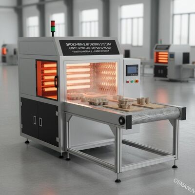 Kurzwelliges IR-Trocknungssystem für das sanfte und unsichere Trocknen empfindlicher Zellstoff- und Holzprodukte