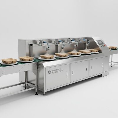 Hochleistungs-Rotationsschleuderbeschichtungsanlage für Innenbeschichtungen von Formfaser-Industrieverpackungen