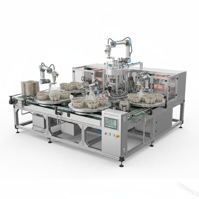 Modulare Hochdurchsatz-Rotations-Schleuderbeschichtungs-Produktionslinie für Pulp-Molded-Innenbarrieren