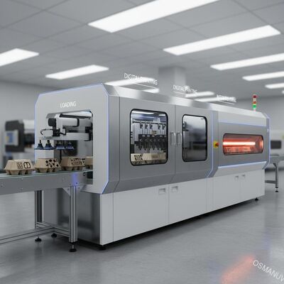 Produktseite: Automatisierter eingängiger Digitaldrucker für geformte Zellstoffprodukte mit integrierter Belastung und Verhärtung