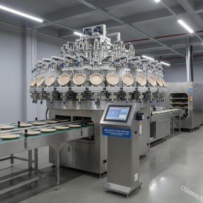 Produktionslinie für Spin-Beschichtung mit hoher Leistung für geformtes Zellstoff-Tischgeschirr - 24-Stationen-internes Beschichtungssystem mit anpassbaren Parametern