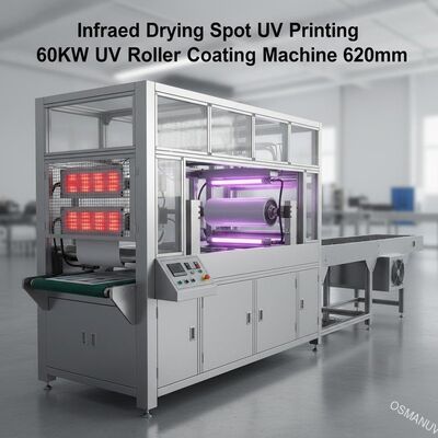 Infrarottrocknungs-Stellen-UVdruck-Maschine, UVbeschichtungs-Maschine 620mm der rollen-60KW