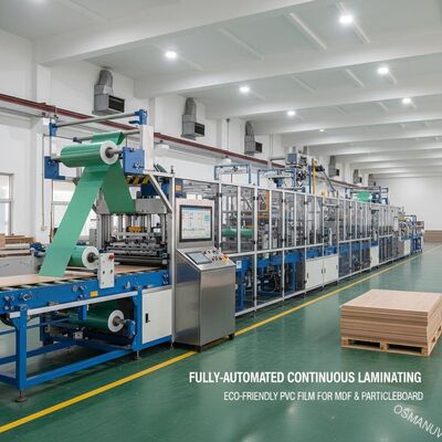 Vollautomatisierte, kontinuierliche Laminierproduktionslinie für umweltfreundliche PVC-Folien | Konzipiert für MDF und Spanplatten