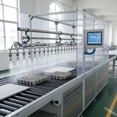 Automatisches Sprühsystem für Beschichtung | Gleichmäßige Farbauftragslösung für Zellstoffformteile & Bauplatten