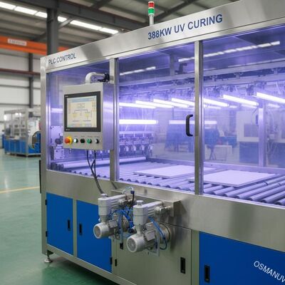 LICHTHÄRTUNGS-Spray-Beschichtungs-Maschine PLC-Steuerkalziumkieselsäureverbindungs-Brett MDF-Brett-388kw UV