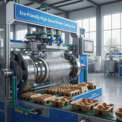 Umweltfreundliche Hochgeschwindigkeits-Rotationsbeschichtungsanlage für nachhaltige Zellstoffformverpackungen - Präzisionsbeschichtung auf Wasserbasis