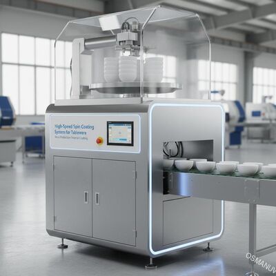 Hochgeschwindigkeits-Spin-Beschichtungssystem für Geschirr. Massenproduktion Innenbeschichtung.