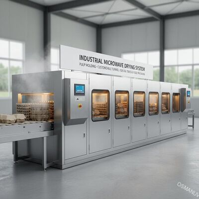 Industrielle Mikrowellen-Trocknungsmaschine für Formteile aus Zellstoff - Anpassbares Tunnelsystem für Eierkartons & Lebensmittelverpackungen