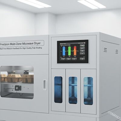 Präzisionstrockner mit mehreren Mikrowellenzonen und Echtzeit-Feuchtigkeitsrückmeldung für hochwertige Zellstoffformteile