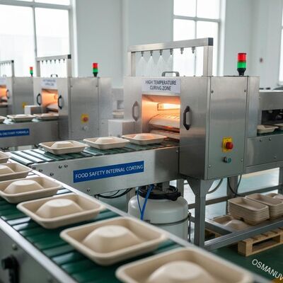 Heißwasser Öl Hochtemperaturfeste Lebensmittelsichere Geschirr Tablett Schüssel Innenbeschichtungs Produktionslinie für Zellstoffformung