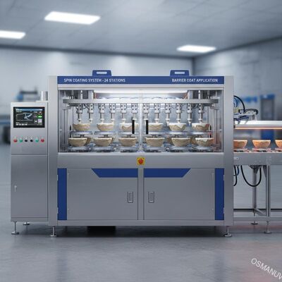 24 Stationen Spin-Coating-Maschine für die Zellstoffformung von Fasern mit Barrierebeschichtung