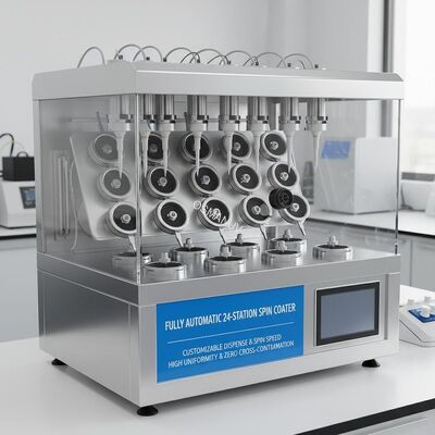 Fully Automatic 24-Station Spin Coater with Customizable Dispense & Spin Speed for High Uniformity and Zero Cross-Contamination