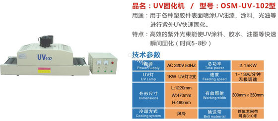 2.15KW 13m/Min Instant Black Led Uv Curing Conveyor Systems