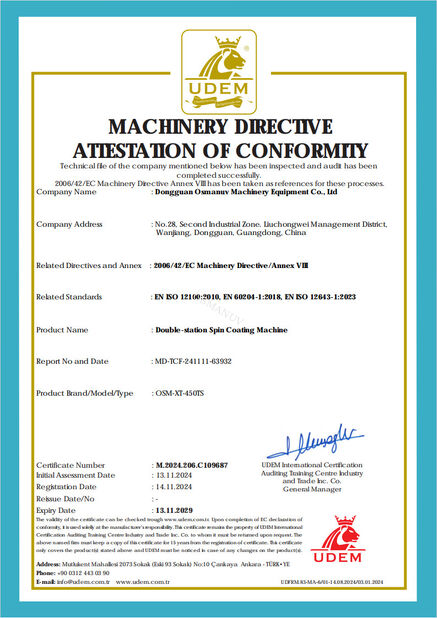 CHINA Dongguan Osmanuv Machinery Equipment Co., Ltd zertifizierungen